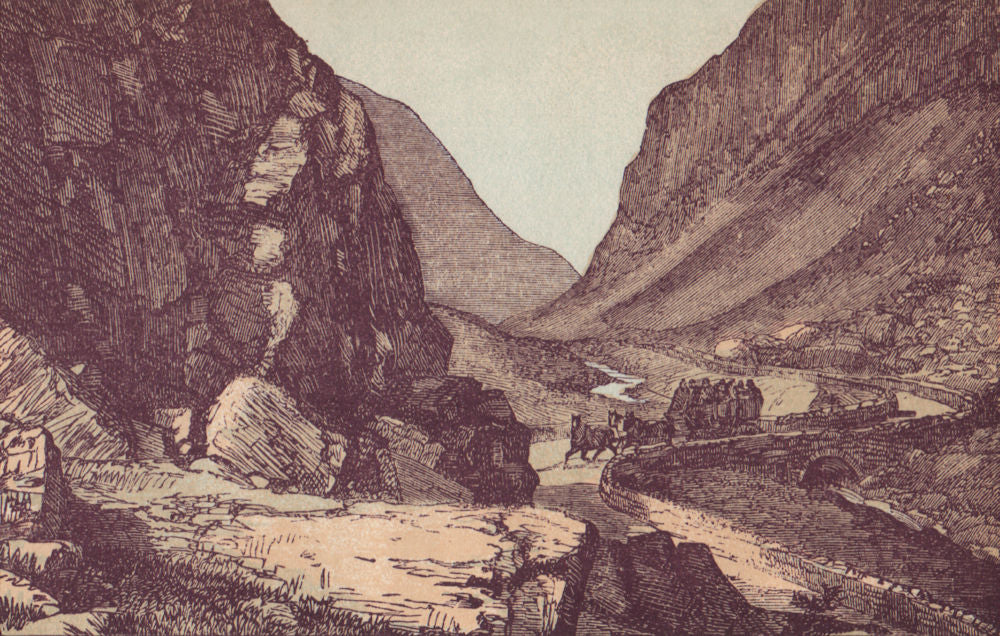 PASS OF LLANBERIS. North Wales. Horses & carriage. WARD LOCK 1893 old print
